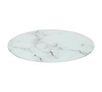 Harbour Housewares Planche à Découper Ronde en Verre - 30cm - Marbre - 1x Tempéré Résistant à la Chaleur Maison Cuisine Plan de Travail Épargnant Plaque Cuisinière Poêle Surface Protecteur Couverture