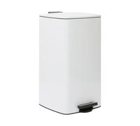 Harbour Housewares Poubelle à Pédale Carrée Inox 30 L Blanche | Acier inoxydable, 30 L, finition blanche, pédale mains libres, seau amovible, forme carrée, facile à nettoyer