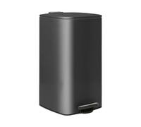 Harbour Housewares Poubelle à Pédale Carrée Inox 30 L Noire | Acier inoxydable, 30 L, finition noire, pédale mains libres, seau amovible, forme carrée, facile à nettoyer