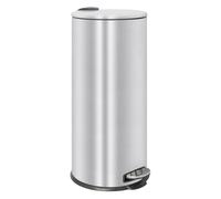 Harbour Housewares Poubelle à Pédale Ronde INOX 30 L Brossée | Acier inoxydable, 30 L, finition brossée, pédale mains libres, seau amovible, forme ronde, facile à nettoyer