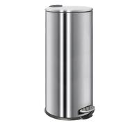 Harbour Housewares Poubelle à Pédale Ronde INOX 30 L Chrome | Acier inoxydable, 30 L, finition chrome, pédale mains libres, seau amovible, forme ronde, facile à nettoyer