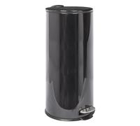 Harbour Housewares Poubelle à Pédale Ronde INOX 30 L Noire | Acier inoxydable, 30 L, finition noire, pédale mains libres, seau amovible, forme ronde, facile à nettoyer