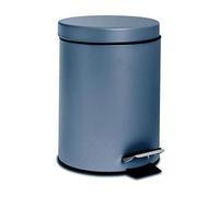 Harbour Housewares Poubelle de salle de bain 3 L - Bleu mat - Poubelle ronde à pédale en acier inoxydable Poubelle de cuisine fine Poubelle avec couvercle et seau intérieur
