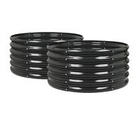 Harbour Housewares Rond Jardins Surélevés - 90cm x 45cm - Anthracite - 2X sans Fond Métal Soulevé Lit Acier Galvanisé Planteur Boîte pour Grandir Plantes d'Extérieur, Légumes, Fleurs et Herbes