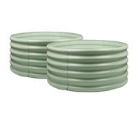 Harbour Housewares Rond Jardins Surélevés - 90cm x 45cm - Vert - 2X sans Fond Métal Soulevé Lit Acier Galvanisé Planteur Boîte pour Grandir Plantes d'Extérieur, Légumes, Fleurs et Herbes