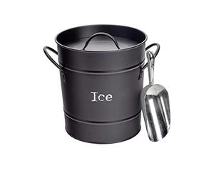 Harbour Housewares Seau à Glace Industrielle avec Scoop - Style Vintage à Double paroi en Acier Champagne Cooler - Noir