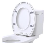 Harbour Housewares Siège de Toilette avec Fermeture Douce pour Toilettes Ovales - Blanc Couvercle de WC Ovale Antibactérien, Charnières Réglables, Siège de Toilette avec Fermeture Douce et Fixations