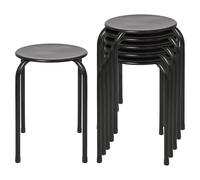Harbour Housewares Tabourets Empilables en Métal - Noir Mat - 6X Adultes Petit Cuisine À Manger Petit-Déjeuner Chambre à Coucher Vanité Coiffeuse Salon Chaise de Bureau Chaises Ensemble de Sièges
