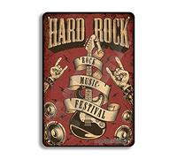 Hard Rock Music 20 x 30 cm Look vintage Plaque en métal Artisanat pour la maison Citations inspirantes Décoration murale