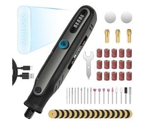 HARDELL 4V Outils Rotatif Multifonction Avec 69 Accessoires, Outil Rotatif sans fil avec Affichage Numérique, 5 Vitesses Réglables outils pour Gravure,Perçage,Meulage,Polissage,Découpe,Bricolage-Noir