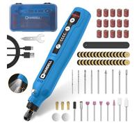 HARDELL Mini Meuleuse Sans Fil, 5 Vitesses 3.7V Rechargeable, 129 Accessoires, Charge USB, Multiusage pour Poncer, Polir, Percer, Graver, Bois (Bleu 129)