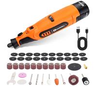 HARDELL Outil rotatif multifonction sans fil 12 V, kit 43 accessoires, 6 vitesses (10 000-25 000 tr/min), batterie amovible 1500 mAh, longue autonomie, ponçage, polissage, gravure