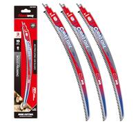 Hardwin Lot de 3 lames de scie sabre Cr-V à dents japonaises de 380 mm, 6 TPI pour l'élagage des arbres, l'exploitation forestière et la coupe du bois dans le jardin