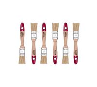 Hardy Working Tools 6X Set de pinceaux Plats 25 mm série 36 avec Poils naturels clairs. Kit de Peintre avec Manche en Bois Naturel, 6 pièces. Idéal comme Pinceau à vernir de qualité.