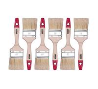 HARDY WORKING TOOLS 6x Set de pinceaux plats 60 mm série 36 avec poils naturels clairs. Kit de peintre avec manche en bois, 6 pièces. Idéal comme pinceau à vernir pour divers travaux de rénovation.