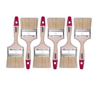 HARDY WORKING TOOLS 6x Set de pinceaux plats 75 mm série 36 avec poils naturels clairs. Kit de peintre avec manche en bois, 6 pièces. Idéal comme pinceau à vernir pour divers travaux de rénovation.
