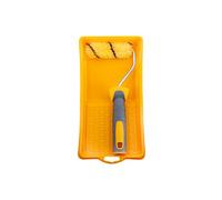 Hardy Working Tools - Kit Mini Rouleau de Peinture : Manchon 10 cm, Ø15 mm Polyester Hardstar, Poils 9 mm avec Monture et Bac à Peinture - Manche Confortable Bi-matière pour Murs et Plafonds