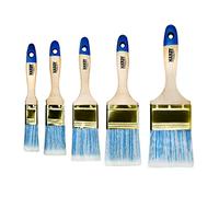 HARDY WORKING TOOLS - Lot de 5 Pinceaux Plats Série 42, Tailles : 25/35 / 50/60 / 75 mm - Pinceau pour Lasure Bois et Vernis Métal - Poils Synthétiques Clairs de Haute Qualité