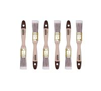 HARDY WORKING TOOLS - Lot de 6 Pinceaux Plats 25mm - Série 45 - Fibres Synthétiques, Manche Bois Naturel, Virole en Acier - Pour Peinture, Vernis, Huile et Lasure