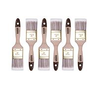 HARDY WORKING TOOLS Lot de 6 Pinceaux Plats 50 mm - Série 45 - Fibres Synthétiques, Manche Bois Naturel, Virole en Acier - Pour Peinture, Vernis, Huile et Lasure