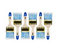 Hardy Working Tools - Lot de 6 Pinceaux Plats 75 mm Série 42, Pinceau pour Lasure sur Bois et Vernis Métal - Poils Synthétiques Clairs de Haute Qualité