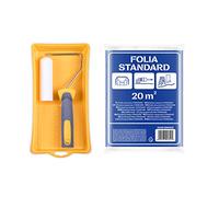 HARDY WORKING TOOLS Set peintre, rouleau de couleurs, bac, film protecteur et rouleaux de peinture en mousse, Hauteur des poils 7mm, Longueur 11cm, Diamètre 35mm, jaune-blanc-gris, A0180-118000