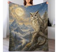 Harfang des neiges sous la Lune Plaid Faune céleste Polaire Chaude Salon
