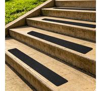 HARFINGTON Lot de 10 bandes antidérapantes prédécoupées en PVC pour marches d'escalier - 10,2 x 61 cm - Noir