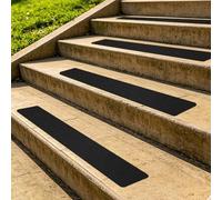HARFINGTON Lot de 10 bandes antidérapantes prédécoupées en PVC pour marches d'escalier d'extérieur - 15,2 x 81,3 cm - Noir