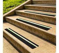 HARFINGTON Lot de 15 bandes antidérapantes pour marches d'escalier d'extérieur de 15,2 x 76,2 cm, bande lumineuse de 1,19 cm, bandes de traction prédécoupées en PVC pour marches d'escalier, vert/noir