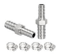 HARFINGTON Lot de 2 raccords cannelés en acier inoxydable 304 de 3/8" à 3/8" avec 4 pinces en acier inoxydable, pour impression 3D, compresseur d'air, machine CNC, matrices