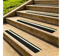 HARFINGTON Lot de 5 bandes antidérapantes pour marches d'escalier d'extérieur de 15,2 x 81,3 cm, bande lumineuse de 1,19 cm, bandes de traction prédécoupées en PVC pour marches d'escalier, vert/noir