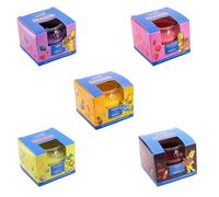 Haribo Petite bougie parfumée dans un verre - Lot de 5 bougies dans un coffret cadeau - Petite bougie parfumée avec durée de combustion allant jusqu'à 20 h - 5 parfums pour la maison - Idée cadeau