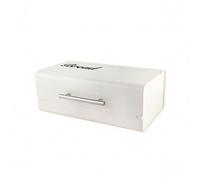 Harilla Boîte à Conteneur de Rangement de Cuisine Coffret à Panière à Boîtier Rectangulaire en Fer Galvanisé Couvercle Basculant et Bords Arrondis pour un, Blanc, Grand