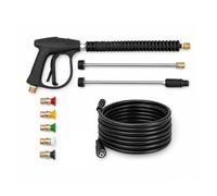 Harilla Cleaning Hose Équipement Haute Pression Tuyau en Spirale Lance Acier Poignée Confort Raccordement Laiton Anti-Fuite Buses Variées pour Rinçage Fin