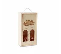 Harilla Coffret Vin Boîte Vin Coffret Bouteille Étui Bouteille en Bois de Pin Solide avec Poignée Réutilisable pour Stockage et Exposition Adapté aux Cadeaux, Boîte À Vin Double En Pin Avec Porte