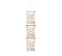 Harilla Organiteur Macramé En Corde Coton Gain Place Organiteur Suspendu Franges peu Encombrant Rangement Tressé Tiges En Bois, Trois Couches