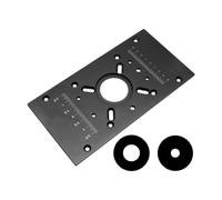 Harilla Plaque D'Insertion pour Table de Défonceuse Plaque Table Sciée Système Élévateur Manuel Aluminium Fonction Réglage Précis Convient à Bricolage Atelier, Noir