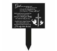 Harilla Plaque Funéraire en Fer Marqueur, Plaque Commémorative Noire avec Inscription God Saw You Getting Tired Et Colombes