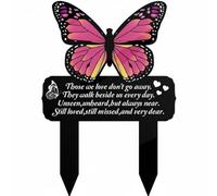 Harilla Plaque Funéraire en Fer Marqueur, Plaque Commémorative Papillon Rose Et Noir avec Inscription Those We Love Don T Go Away