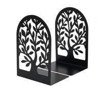 Harilla Serre Livres Décoratif Arrêts Livres Butées Arbre Métal Mat Profil Plat Structure en L Présentation des Lectures Adapté à Bureau Étagère Lecture, Noir, Arbre De Vie