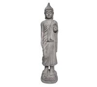 Harilla Statue Bouddha Décorative Sculpture Figurine Conception Artistique en Magnésie Oxydée avec Piédestal Aura Paisible et Grâce Adaptée au Séjour Entrée, Gris Bouddha Debout