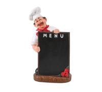 Harilla Statue Chef avec Tableau Menu Porte Bouteille Support Vin Ornement Résine Style Bistrot Socle Solide Détails Élégants, Chef avec Tableau Noir Et Roses, Style Européen