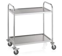 Сhariot de service, chariot restauration, chariot de service desserte - inox, 2 plateaux , 85 x 53 x 95 cm