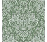 Harlen Woodland Damask Flower Animal Wallpaper Green World of Wallpaper 50342