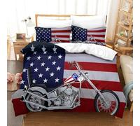 Harley Davidson Ensemble Housse De Couett Imprim¿¿ D Et Taie D'oreiller Ultra Doux Microfibre Hypoallerg¿¿Nique Pcs£¬Ensemble Housse De Couette Avec Ferm