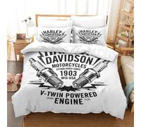 Harley Davidson Ensemble Housse De Couett Imprimé D Et Taie D'oreiller Ultra Doux Microfibre Hypoallergénique Pcs¿Ensemble Housse De Couette Avec Ferm