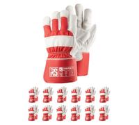 Harmon RS STIER POLAR Gants de montage en cuir de vachette plein et coton tricoté/Taille 10, 12 paires/rouge/blanc/gants de montage/gants de travail en cuir/gants de protection en cuir