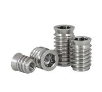 Haroar 10-100 Pièces M4 M5 M6 M8 304 Acier Inoxydable Intégré Écrou De Meubles Écrous D'insertion en Bois Filetage Douille Hexagonale Autotaraudeuse(50pcs,M6x10mm)