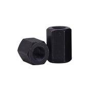 Haroar Connecteur De Tige Hexagonale Longue Et Allongée, en Acier Au Carbone Noir M8 M10 M12M14M16M18 ~ M48, Manchon Joint, Écrou D'accouplement Tubulaire, 2 À 20 Pièces